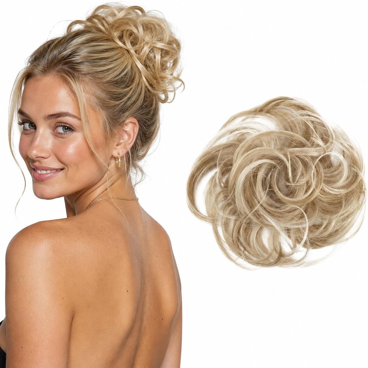 Haarstukje Haarwokkel - Blond Mix - - Hittebestendige Synthetische Vezel - Voor Bruidskapsels
