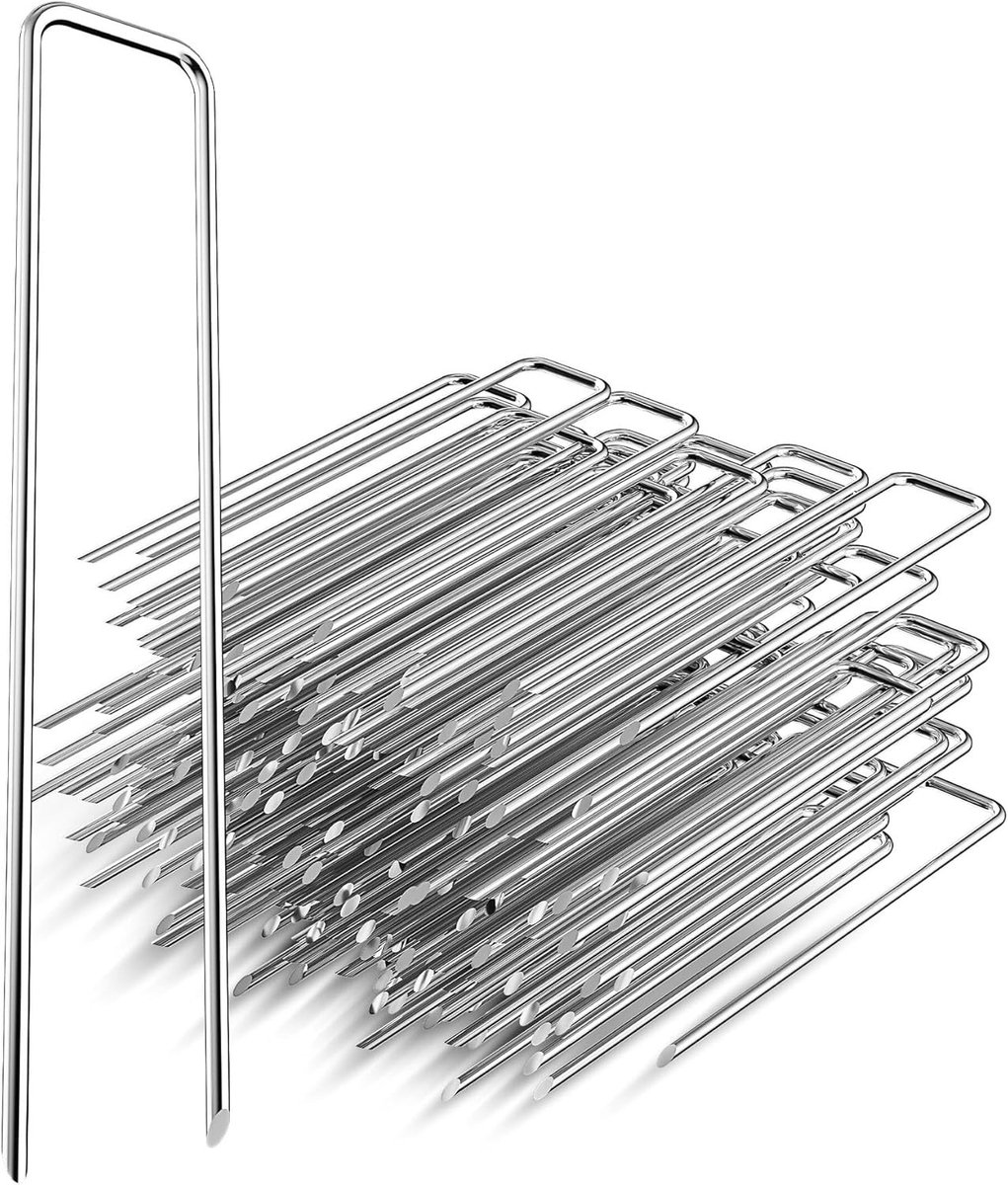 Grondankers voor Worteldoek - Zilver - 15 cm - Stalen Haringen - Voor Tuin en Tent
