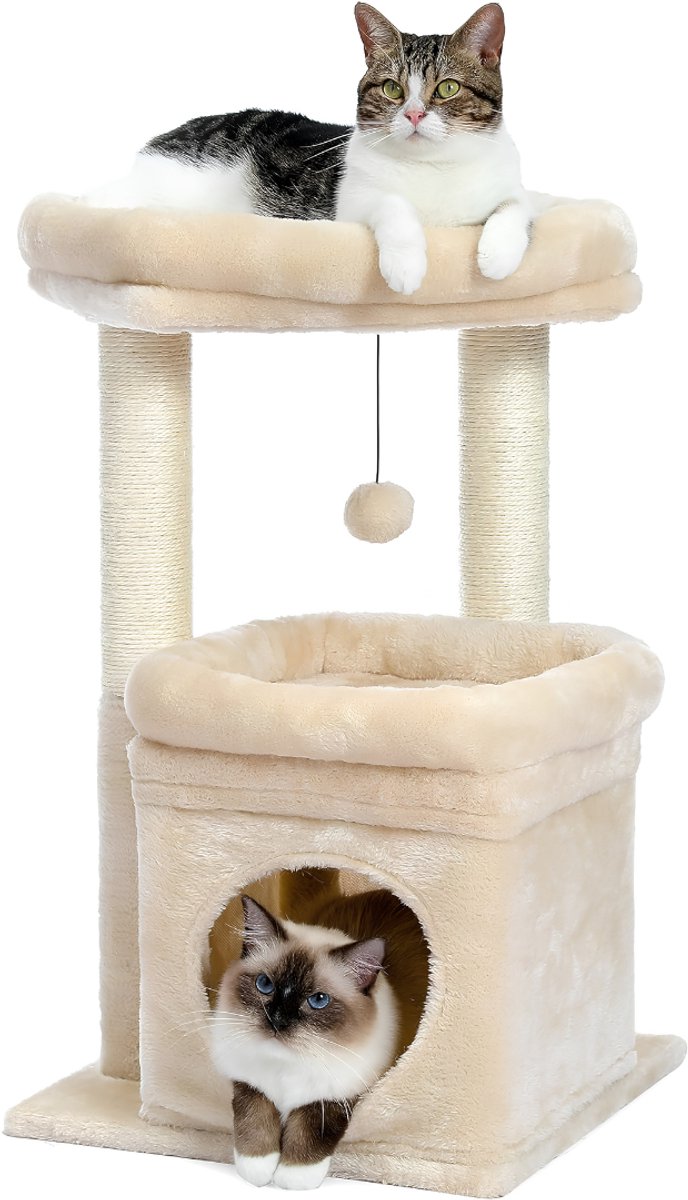 Lìon® Krabpaal - 2 Krabpalen - Kattenkrabpaal - Katten Krabpaal - Beige - 40cm x 40cm x 70cm