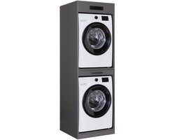 Interlink Lifestyle Studio Flow Wasmachinekast voor Wasmachine en Droogkast - antraciet - Uitschuifbaar Werkblad - 67 x 68 x 208 cm