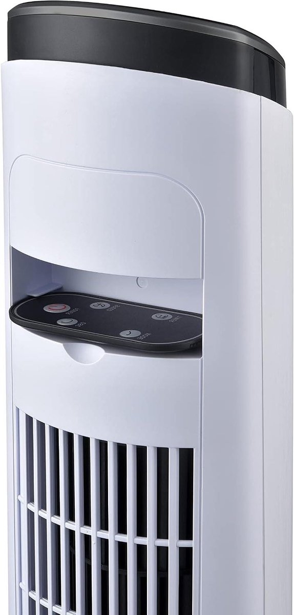 Design Ventilator - Torenventilator Staand - Ruimte Verkoelen - Ionisator Luchtreiniger - 45 Watt - Wit met Zwart