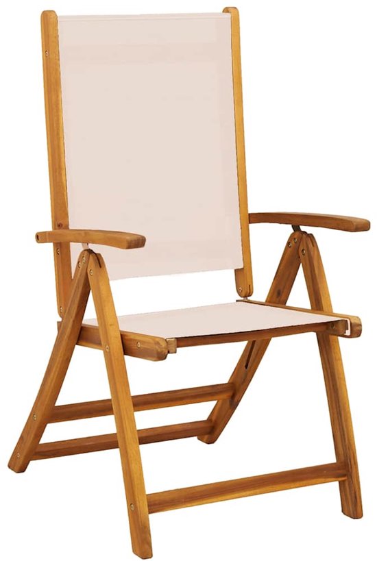 vidaXL - Opklapbare - stoelen, - 2 - stuks, - van - massief - acaciahout - en - textilene. van Vidaxl — afbeelding 3