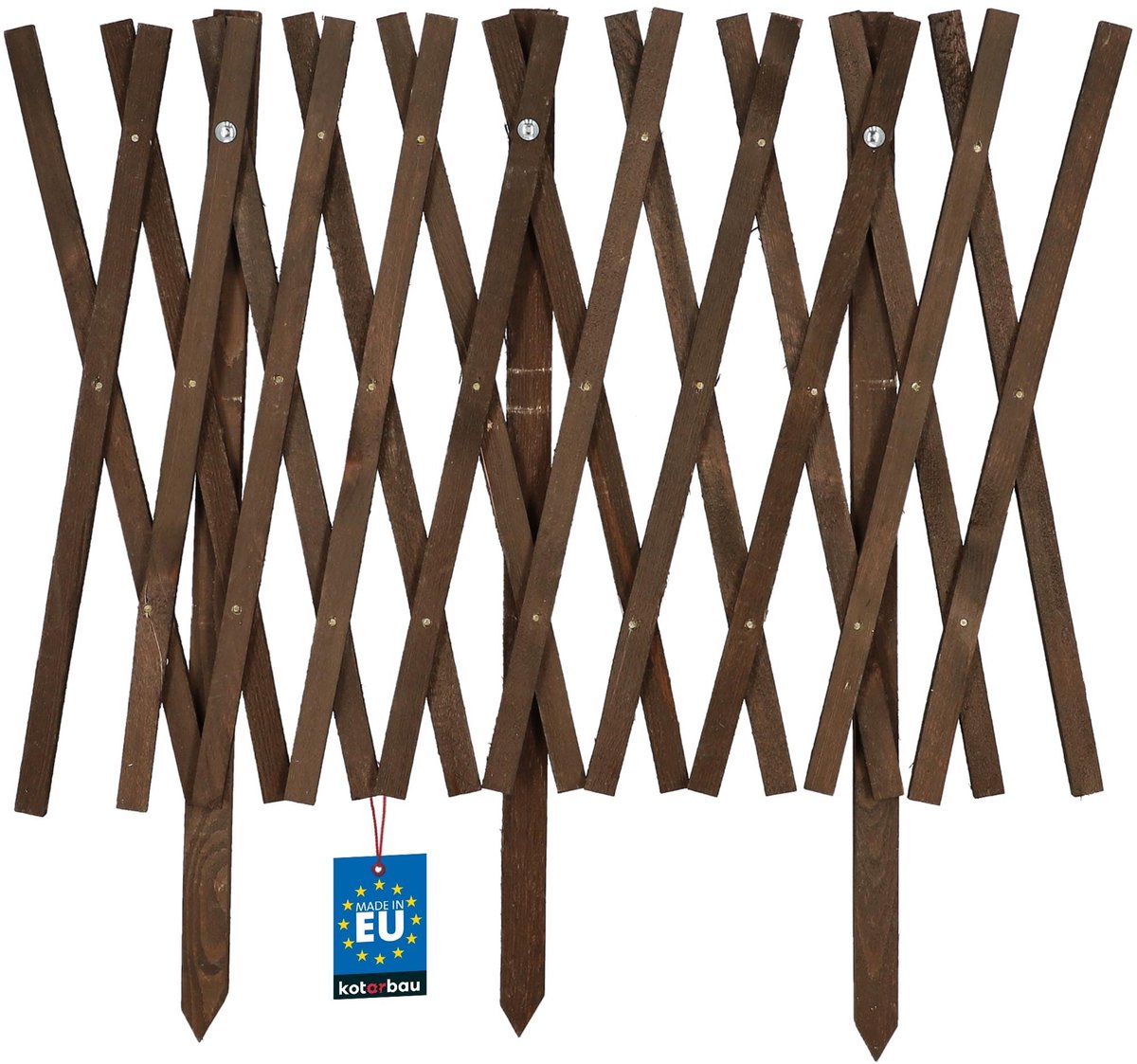 KOTARBAU® Bloembedrand - Tuinafscheiding - Houten Tuinhek 150 x 60 cm - Borderrand - Palissade - Uhuifbaar - Bruin