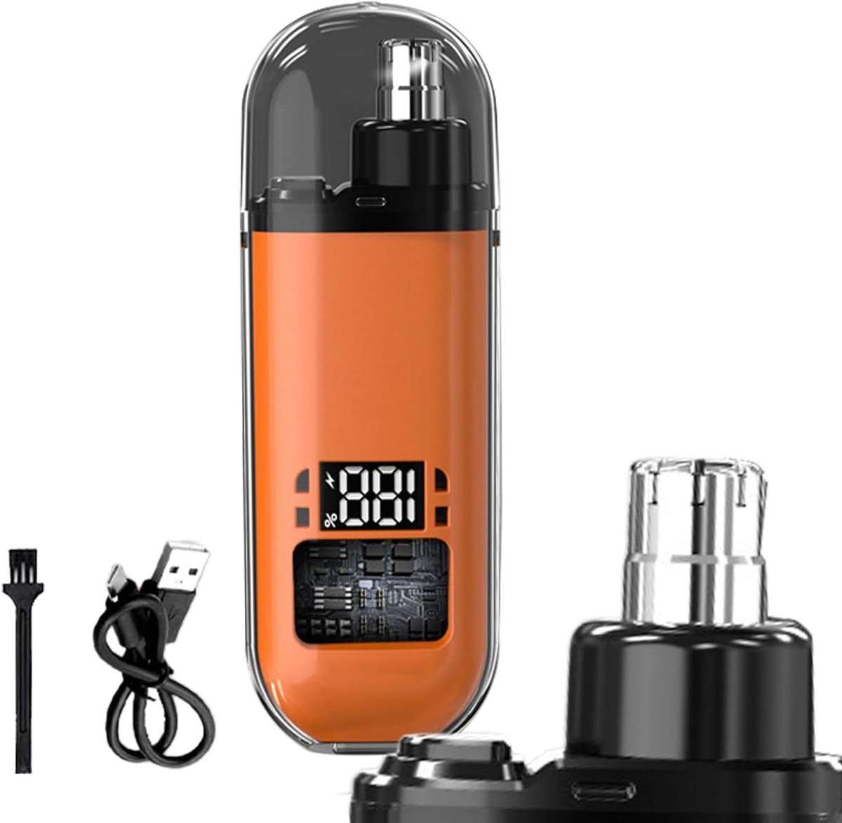 Oor en Neus Trimmer - Gezichtsreiniger Elektrisch - Gezichtsverzorging - Stille Technologie - 90 Minuten Gebruik - Oranje