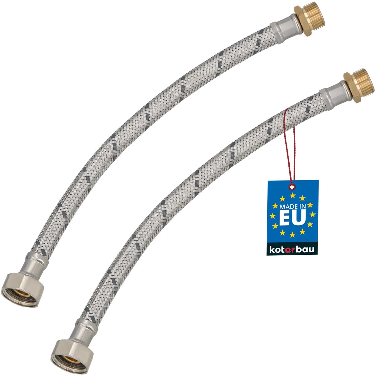 KOTARBAU® 2 Stuks - Flexibele Aansluitslang 1/2"x3/8" - Sanitaire Aansluitslang 30 cm - Flexibele Kraanslang - Buitendraad x Binnendraad - Aansluitslang Armatuur - Gevlochten Roestvrijstalen Aansluitslang