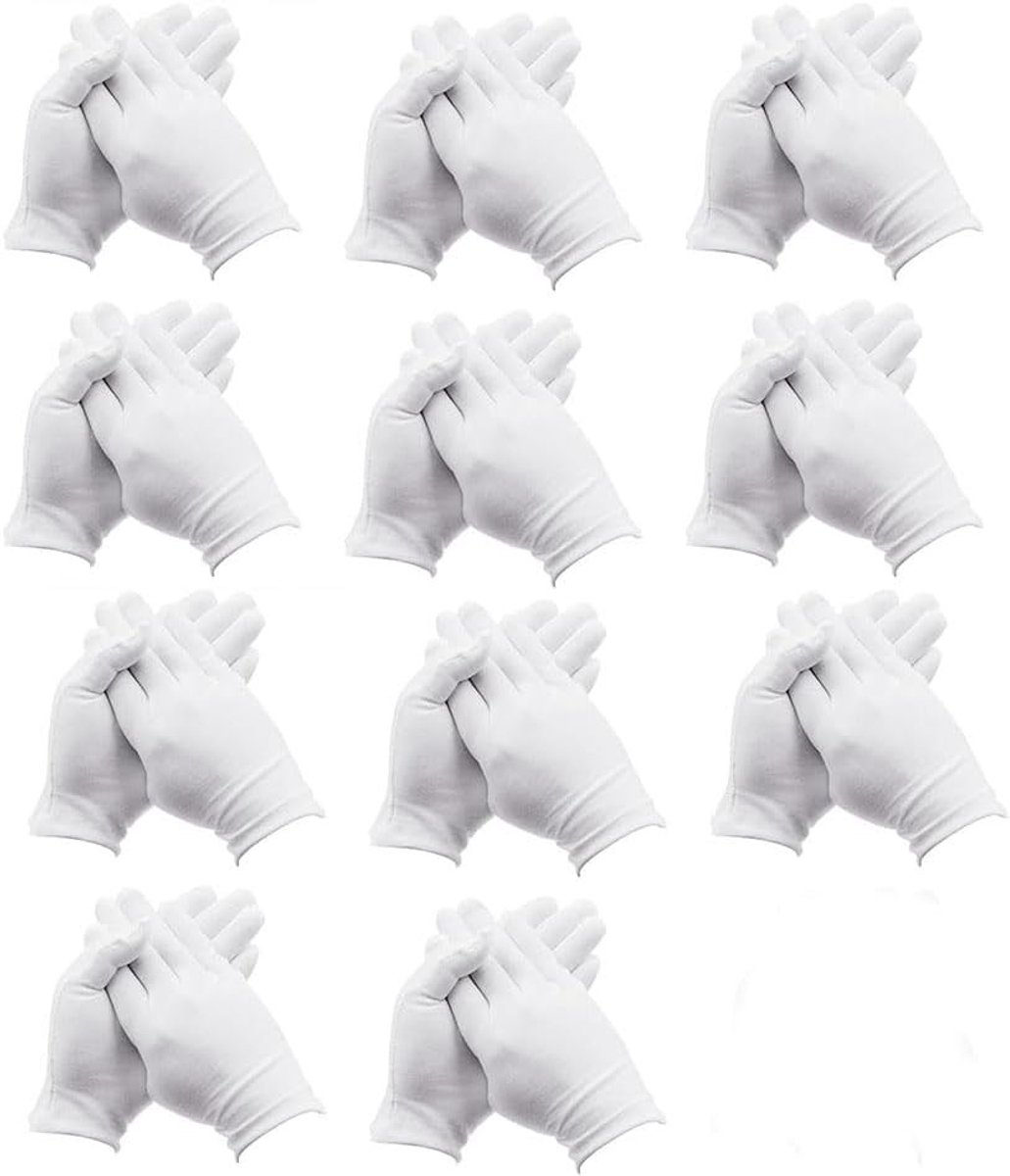Katoenen handschoenen 11 paar - witte, dikke stof - ademend - ideaal voor huiswerk - ShopVlot