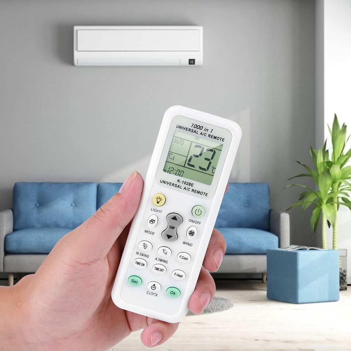 SnelShoppen - Universele Airconditioner Afstandsbediening met LCD Scherm, 8-10 Meter Bereik, Timer en Nachtverlichting, Geschikt voor Meer dan 1000 Me
