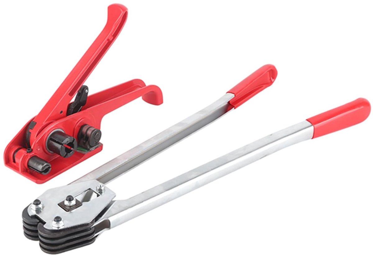 SnelShoppen - Handmatige Plastic Bandspanner Sealer, Rotatieve Aandraaifunctie, Snijgroef, Compact Ontwerp voor PET PP Tape