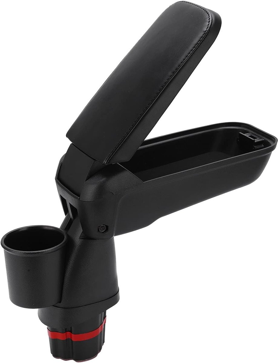 SnelShoppen - Armsteun Box met Drinkbeker Houder voor Smart Fortwo Forfour 453 2015 tot 2019 - Ruime Opbergruimte, Perfecte Pasvorm, Zwart