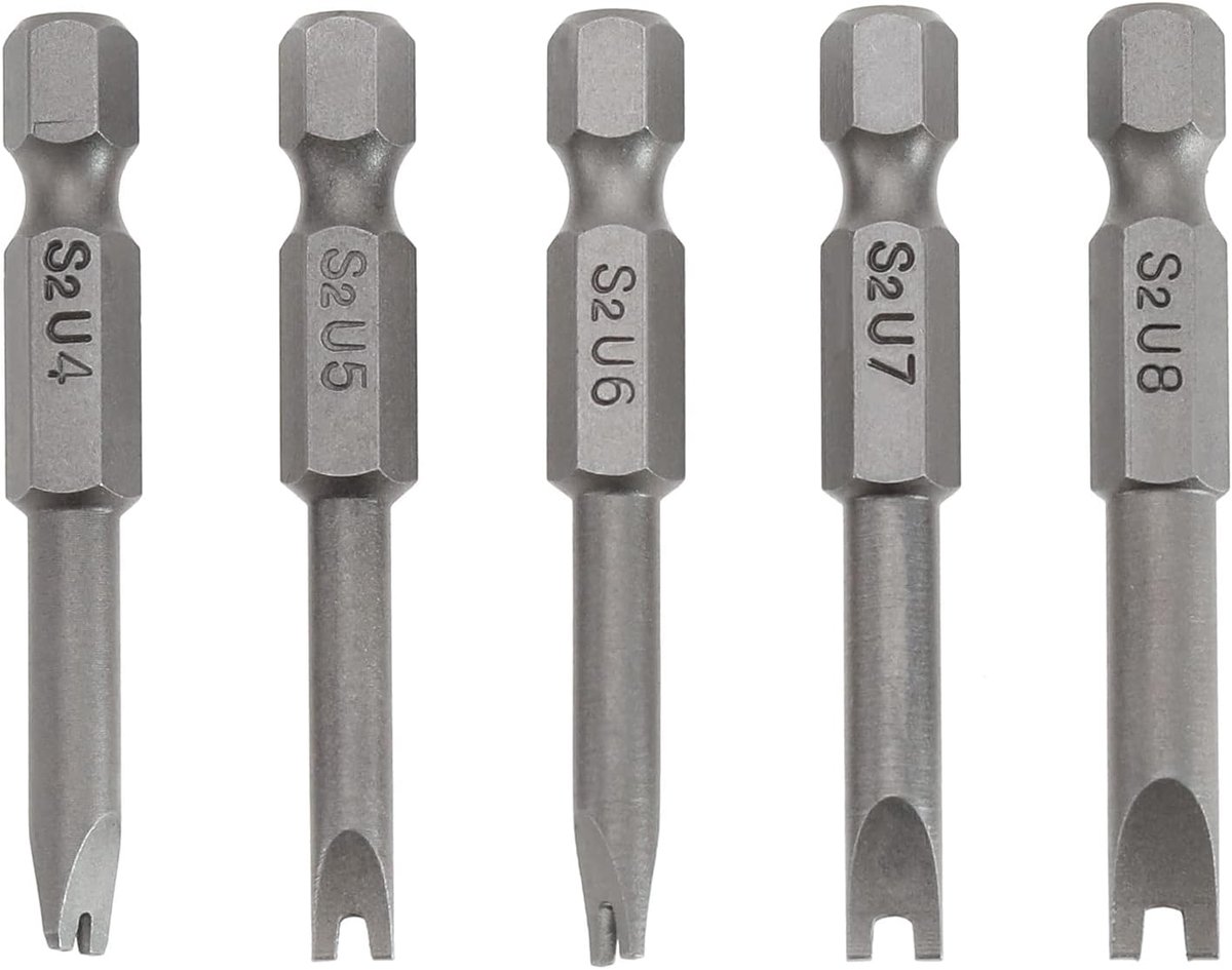 SnelShoppen - 5-delige U-vormige Magnetische Schroevendraaier Bit Set U4 U5 U6 U7 U8 - Hoogwaardige S2 Legering Staal - Voor Elektrische Schroevendraa
