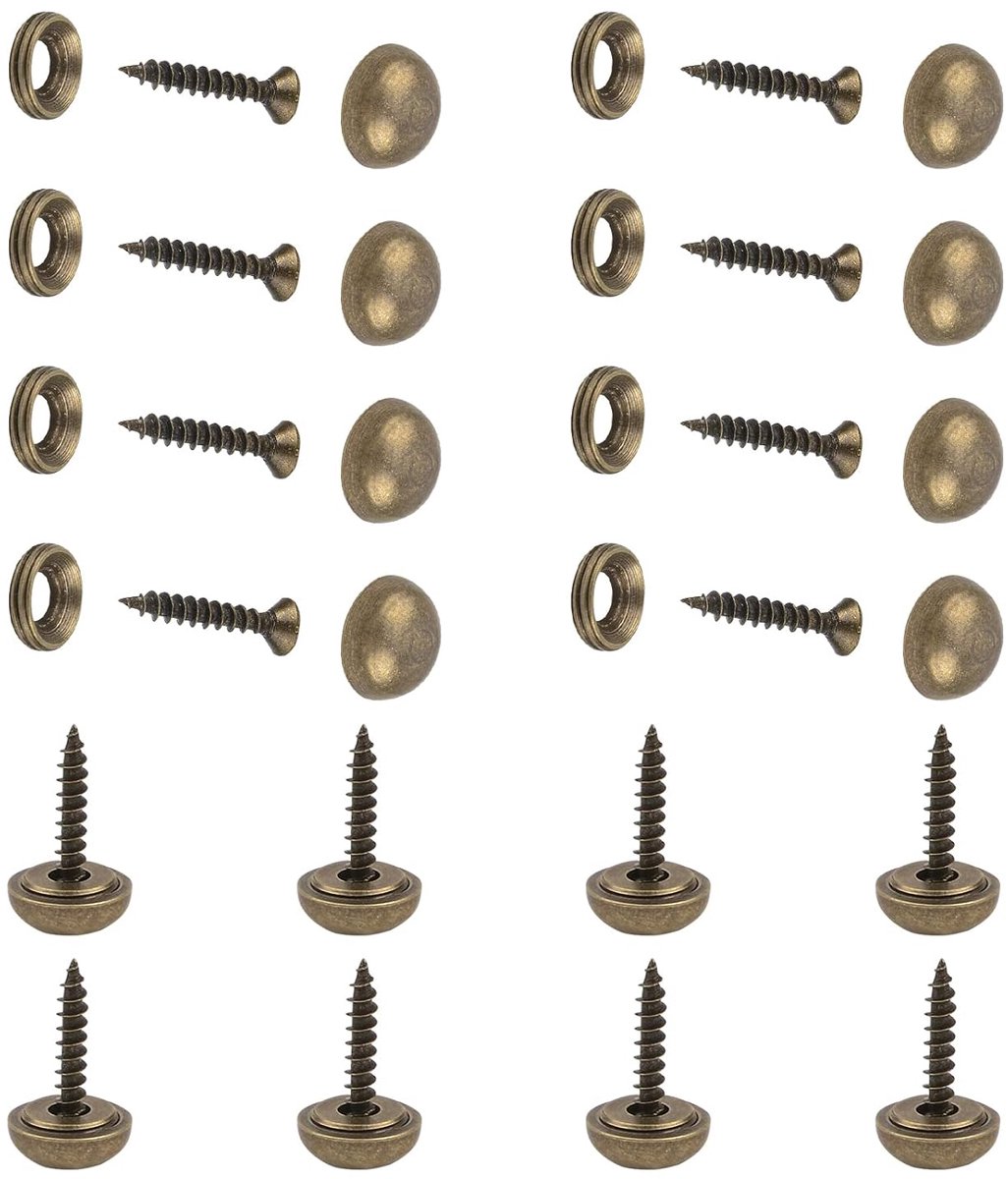 SnelShoppen - Set van 16 Messing Decoratieve Spiegel Schroeven met Koepel en Washers (15mm) - Vintage Stijl, Anticorrosie, Perfect voor Interieur en D