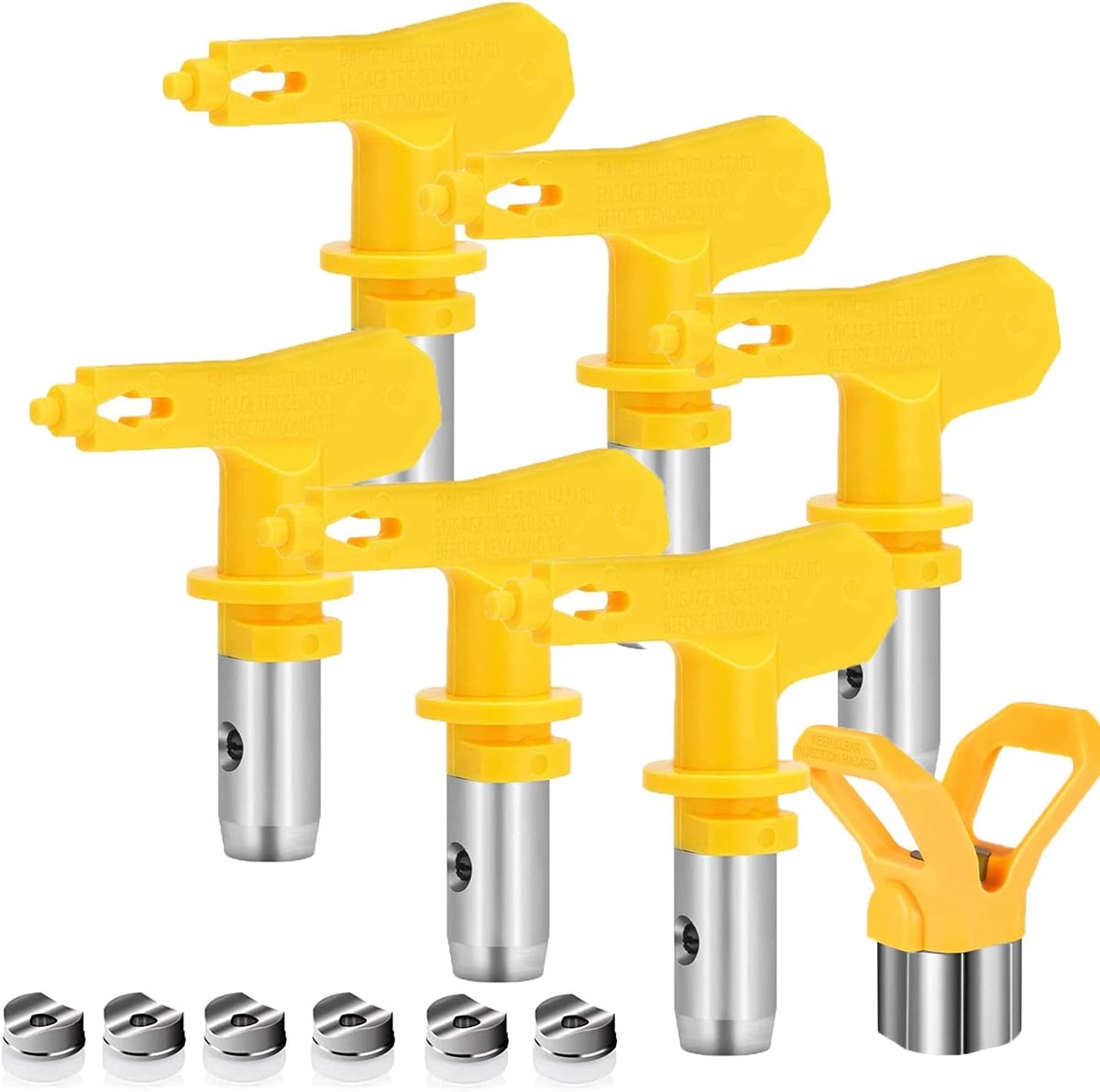 SnelShoppen - Pack van 6 Airless Peak Seal Spuitmonden voor Airless Verfsystemen (Type 617, 621, 623, 625, 627, 629) - Tungsten Staal - Hoogwaardige V