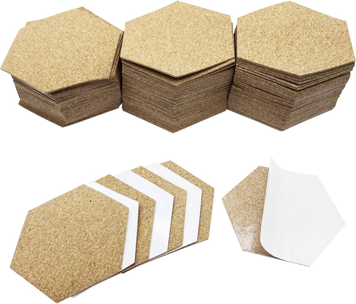 SnelShoppen - 60 Hexagonale Zelfklevende Coasters 10x10cm voor Coasters en DIY Projecten - Natuurlijke Houten Onderzetters voor Feesten, Tuin en Keuke