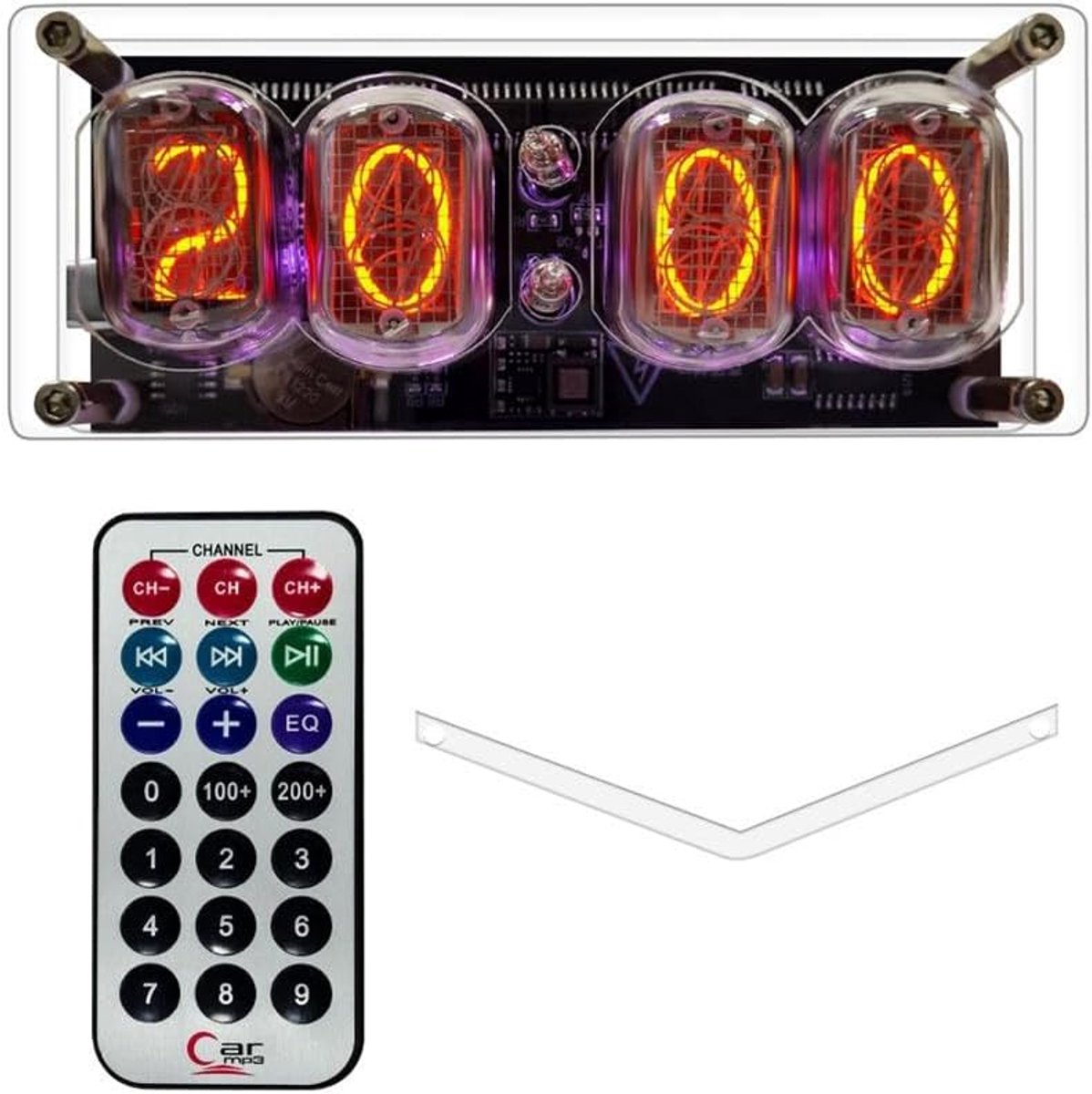 SnelShoppen - IN-12 Nixie Tube Klok 4 Digit LED Retro Decoratie Tijdsaanduiding met Neon Buizen - Kleurvol ABS en Metaal voor Slaapkamer en Woonruimte