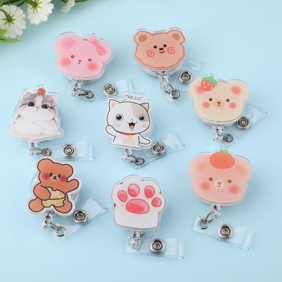 8 Stuks Schattige Cartoon Badge Reel Met Clip voor Zorgverleners en Onderwijsprofessionals - Retractable ID Holders voor Medisch Personeel en Studenten met Dierlijke Ontwerpen van Merkloos — afbeelding 4