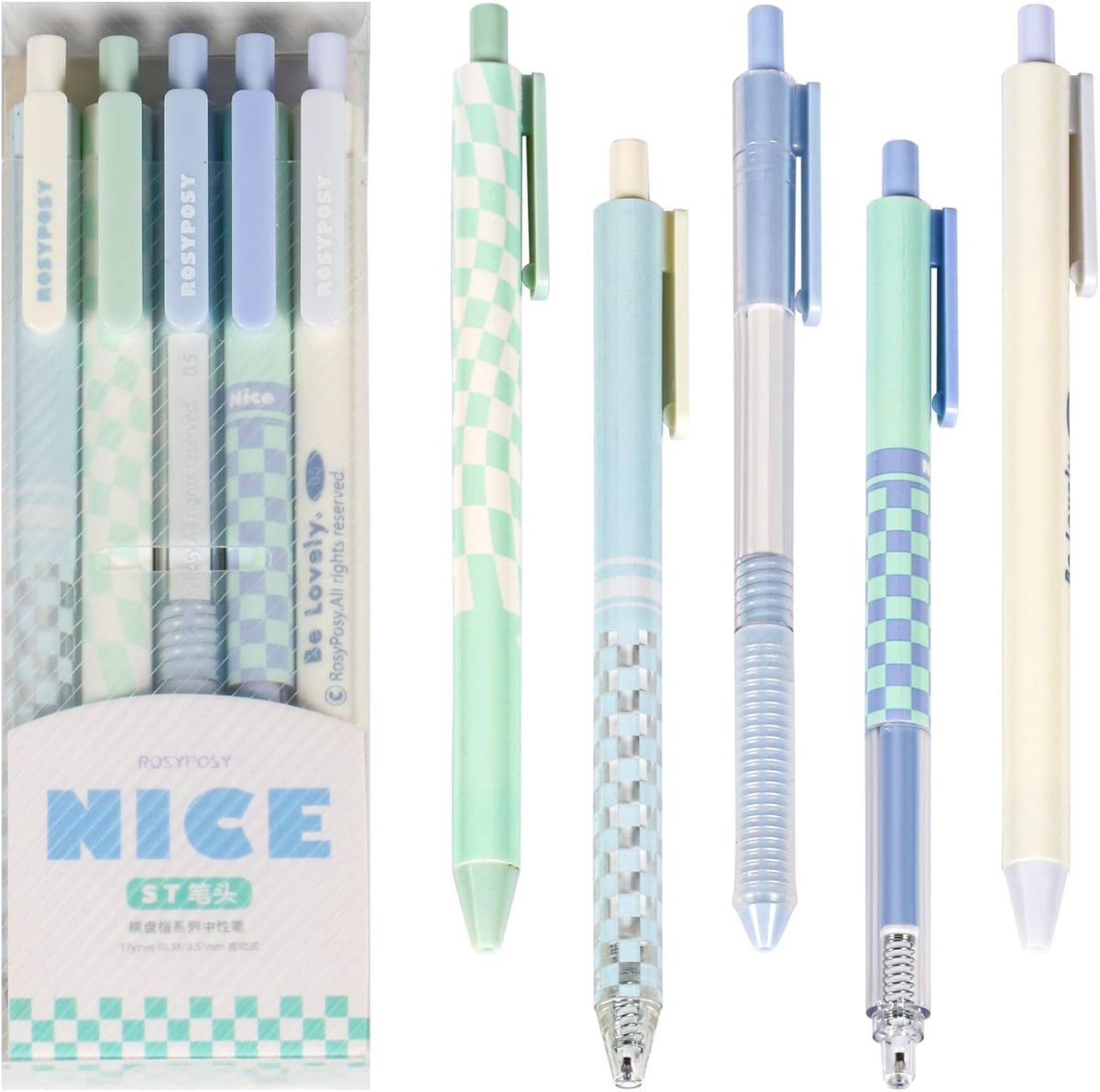 Balpennen 5-Pack - Retractable - 0.5mm en 0.38mm - Perfect voor journaling - ShopVlot