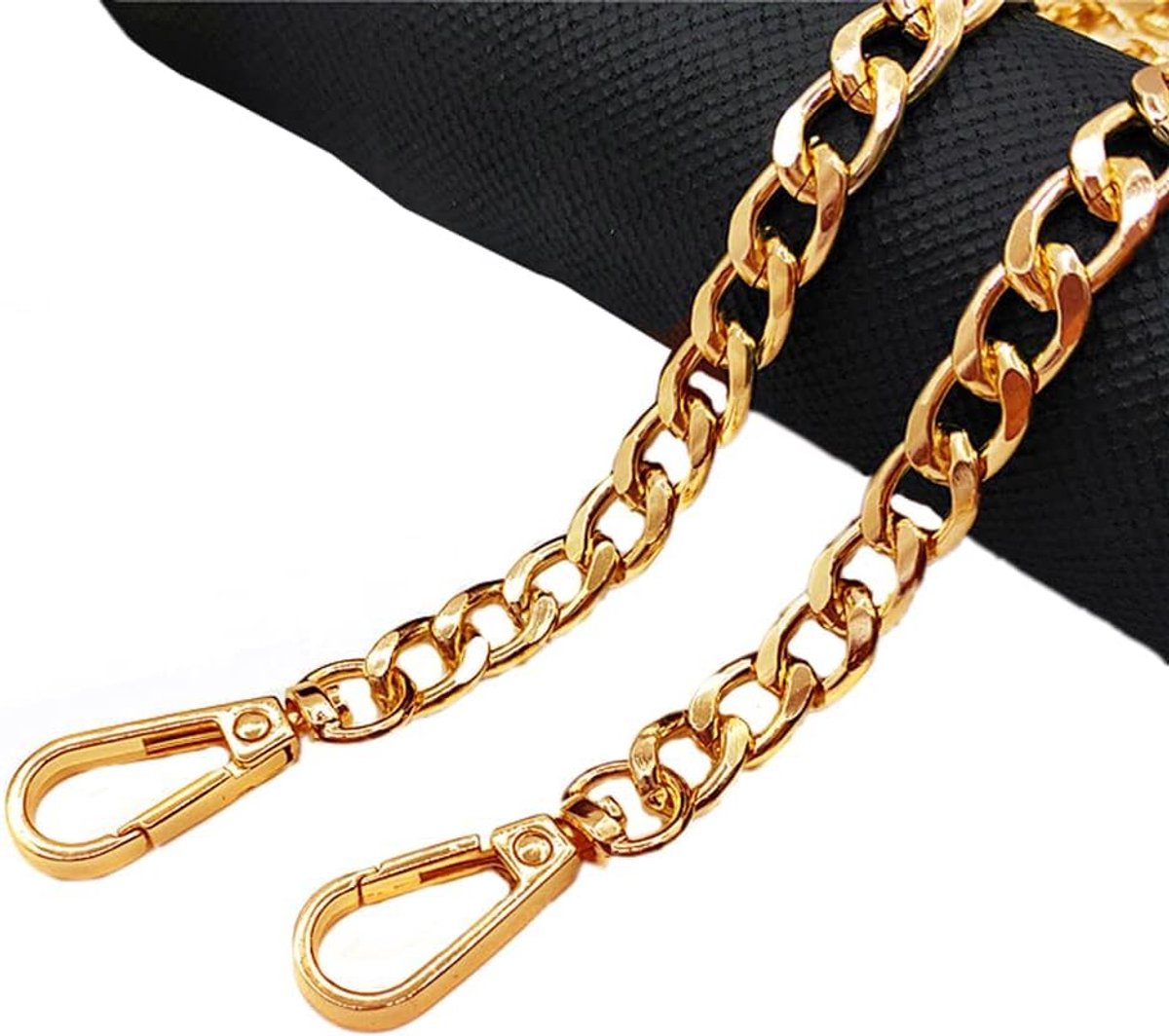 SnelShoppen - Pocket Chain, Metalen Ketting, Schouderband 9.5 mm, DIY Geweven Pocket Strap, Aluminium Ketting, Handtassen, Schoudertas, Licht Goud, 12
