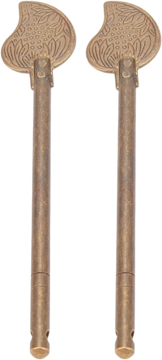SnelShoppen - 2 Stuks Deurgreep, Messing Sluitpin met Bladvorm Retro Kast Sleutel Grind Bout voor Antieke Slot Deurgreep Kist Geschenken Decoratie