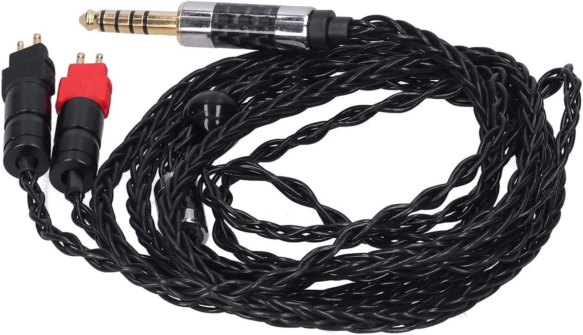 SnelShoppen - HD600 Oorkussens en Gebalanceerde Kabel 4.4mm Metaal Dubbele Naald 8 Kernen Occ Zilver Geplateerd voor HD600, HD580, HD650, HD660S Hoofd