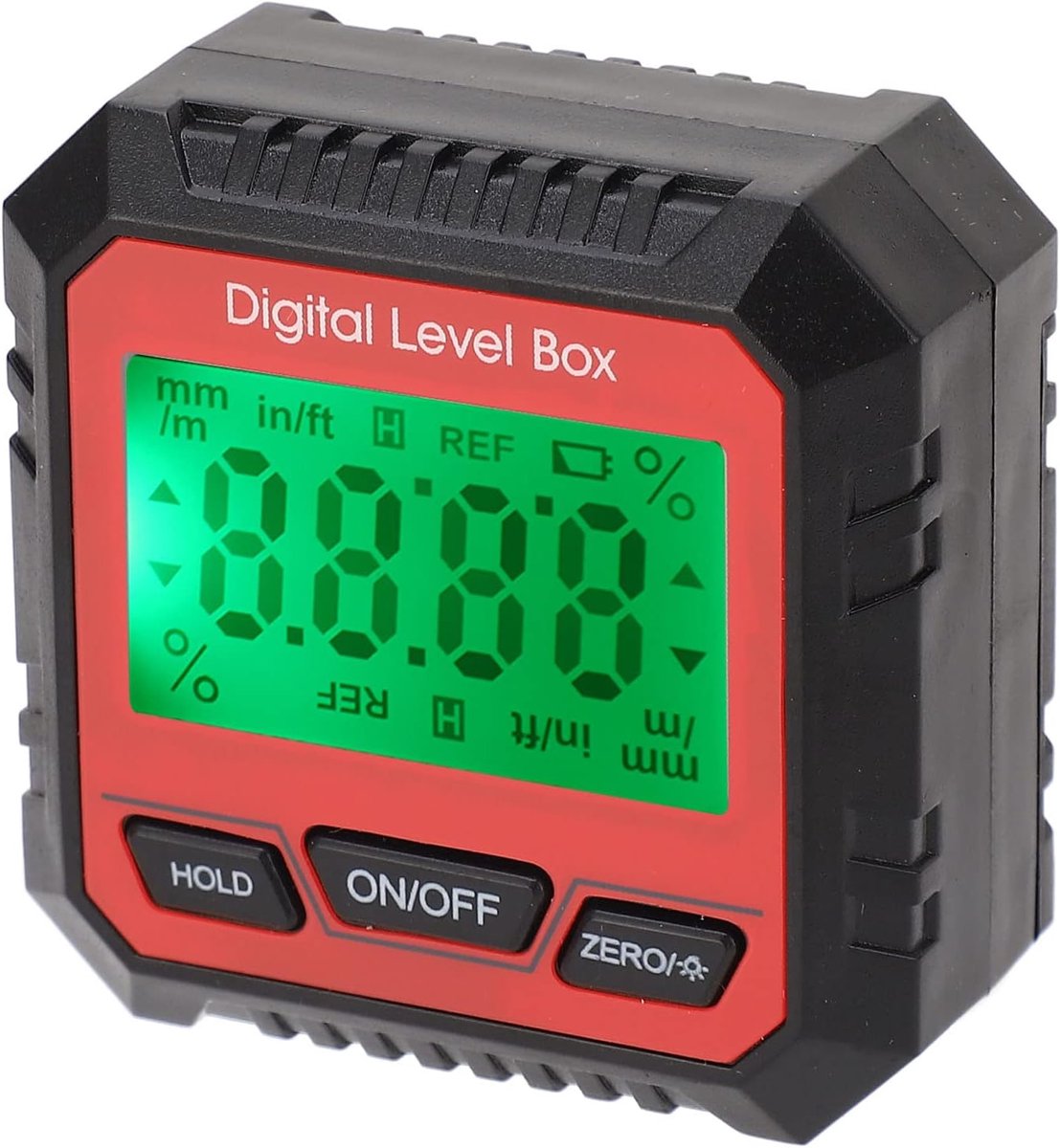 SnelShoppen - Digitale Waterpas Box, Hoge Precisie Protractor Tilometer met Datavergrendeling voor Houtbewerking en Machinerie (Rood)