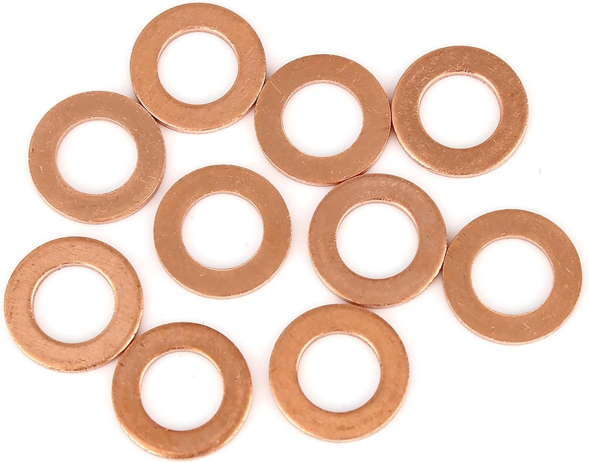 SnelShoppen - Set van 10 Koper Washers 12x20x1.5mm Afdichtring Gasket Ringen voor Hydraulische Aansluitingen, Water, Brandstof en Afvoerpluggen