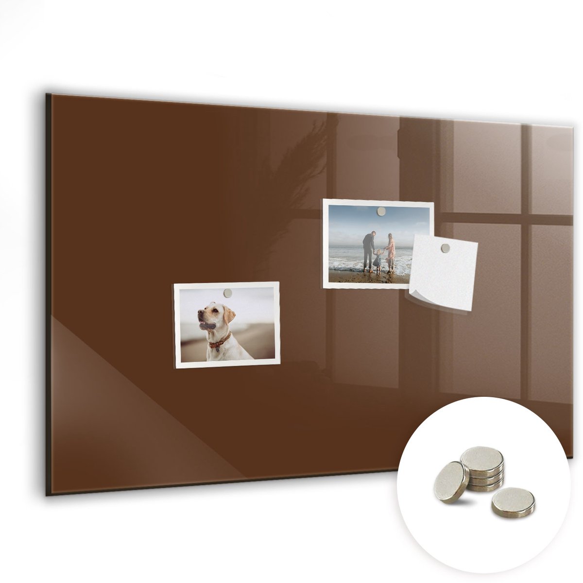 Coloray Glazen Magneetbord - Magnetisch Bord Bruine kleur - 60x40 cm - Bruin Magneetbord - Magnetic Board - Wanddecoratie
