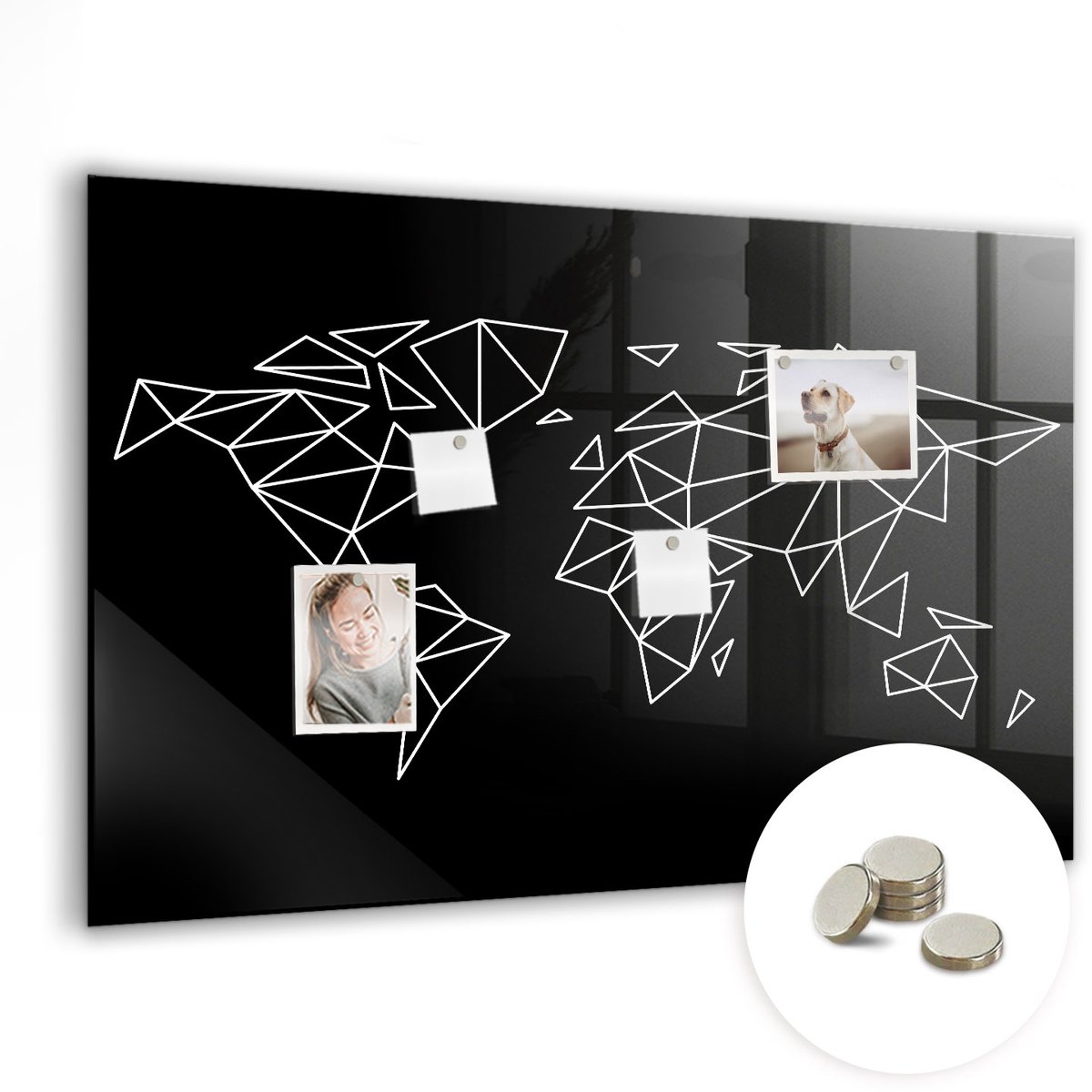 Coloray Glazen Magneetbord - Magnetisch Bord Berglandschap - 90x60 cm - Zwart Magneetbord - Magnetic Board - Woonkamer Decoratie