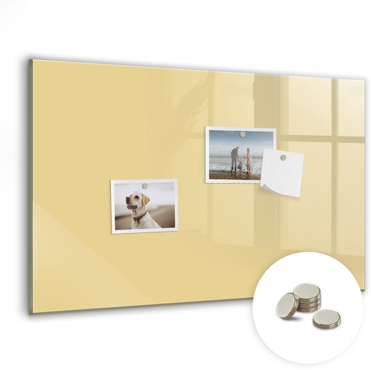 Coloray Glazen Magneetbord - Magnetisch Bord Crème kleur - 60x40 cm - Romig Magneetbord - Magnetic Board - Bureau Decoratie