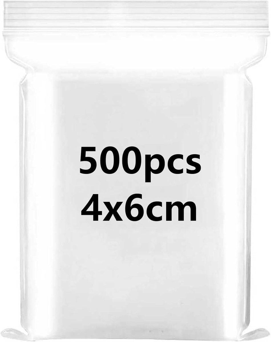SnelShoppen - 500 Stuks 4x6cm Mini Lockbare Plastic Ziplock Tassen - Herbruikbare Transparante Polyethyleen Bewaarzakken voor Snoep, Koekjes, Kralen