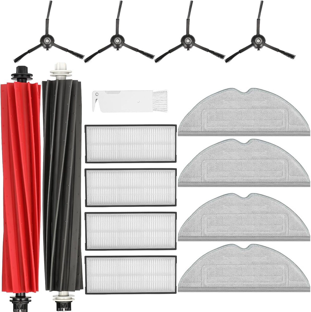 15 Pieces Accessories for Roborock S8/S8+ Robot Vacuum Cleaner with 2 Main Brushes (DuoRoller Brush), 4 Wipes, 4 - ShopVlot
