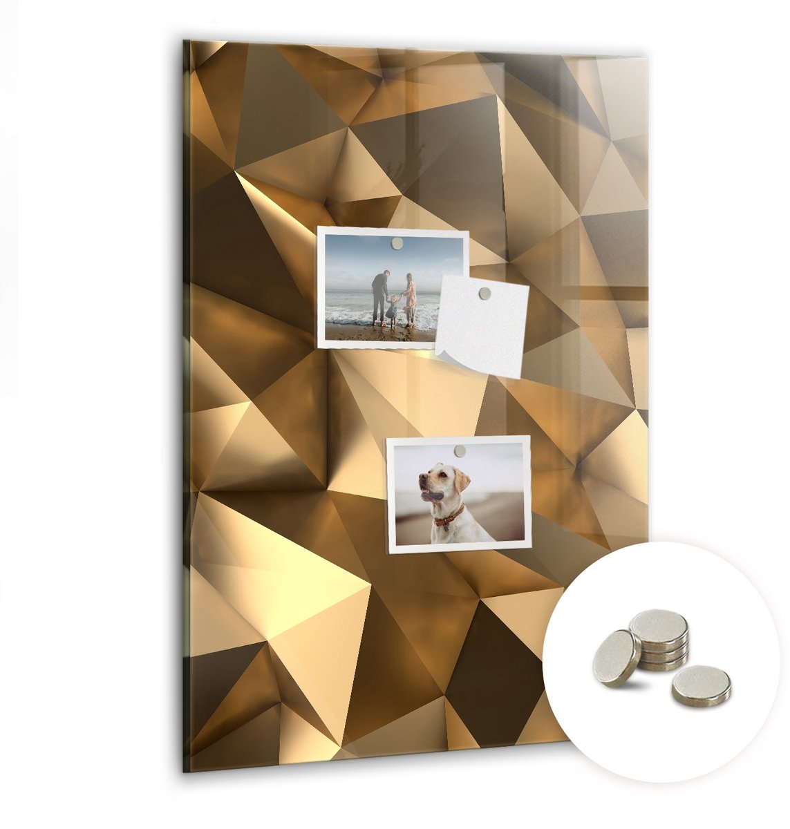 Coloray Glazen Magneetbord - Magnetisch Bord Wijnkurken - 40x60 cm - Gouden Magneetbord - Magnetic Board - Keuken Decoratie