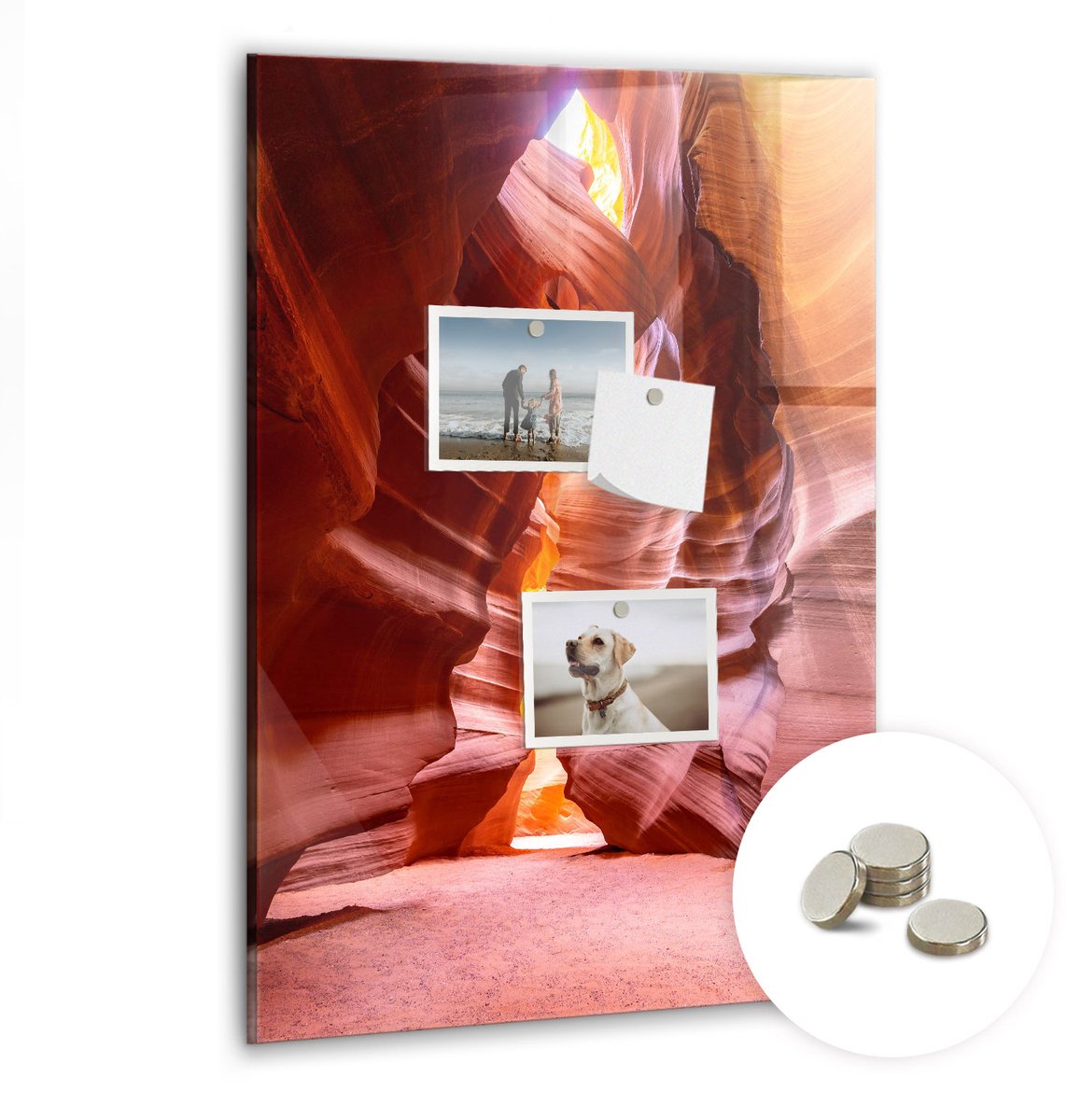 Coloray Glazen Magneetbord - Magnetisch Bord Abstractiepunten - 40x60 cm - Rood Magneetbord - Magnetic Board - Memobord