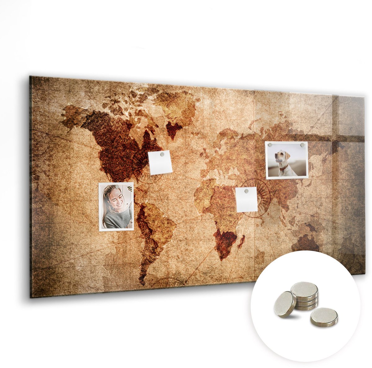Coloray Glazen Magneetbord - Magnetisch Bord Druiven - 120x60 cm - Bruin Magneetbord - Magnetic Board - Memobord