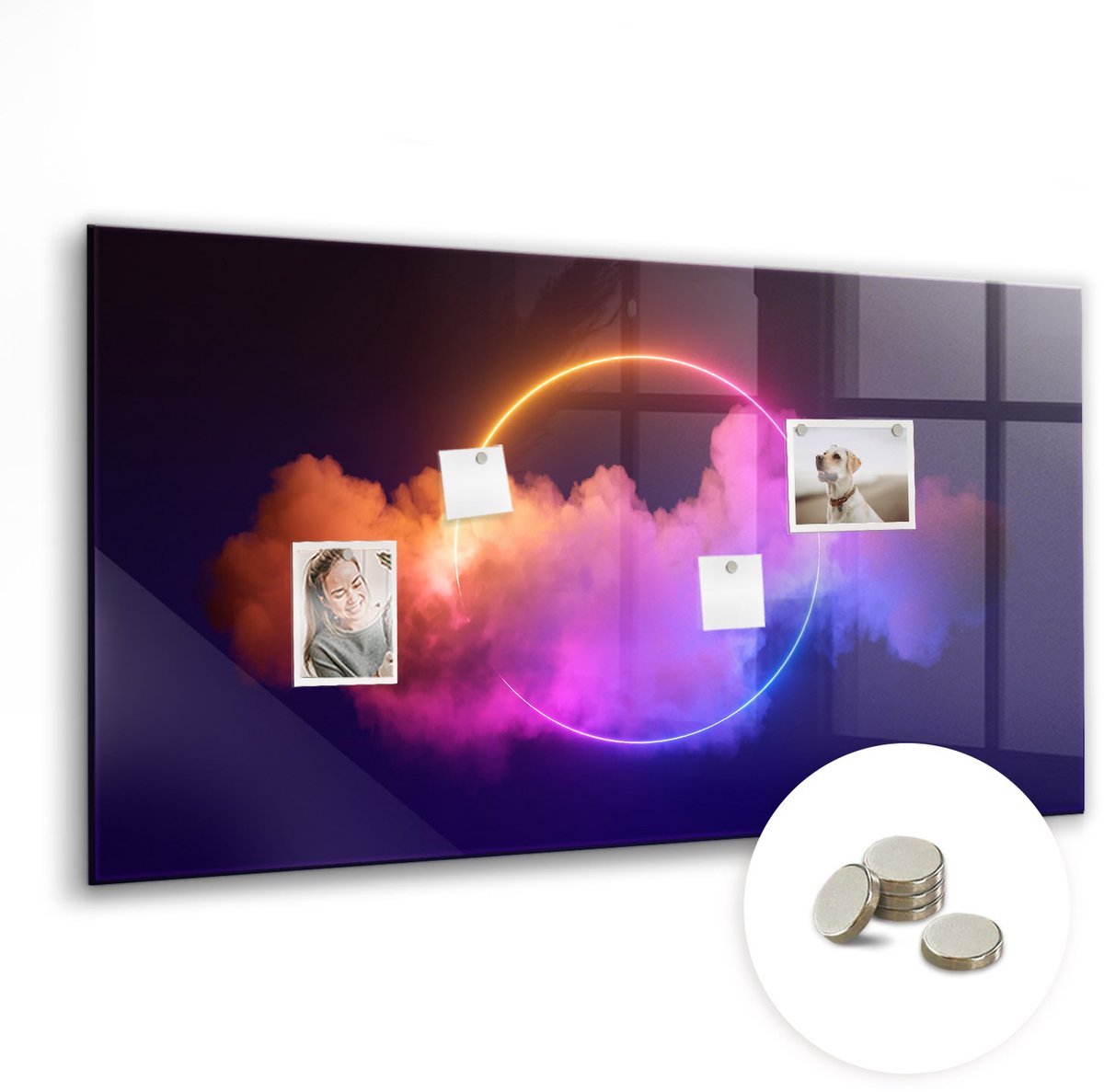 Coloray Glazen Magneetbord - Magnetisch Bord Wereldkaart in aquarel - 120x60 cm - Veelkleurig Magneetbord - Magnetic Board - Magneetbord Design