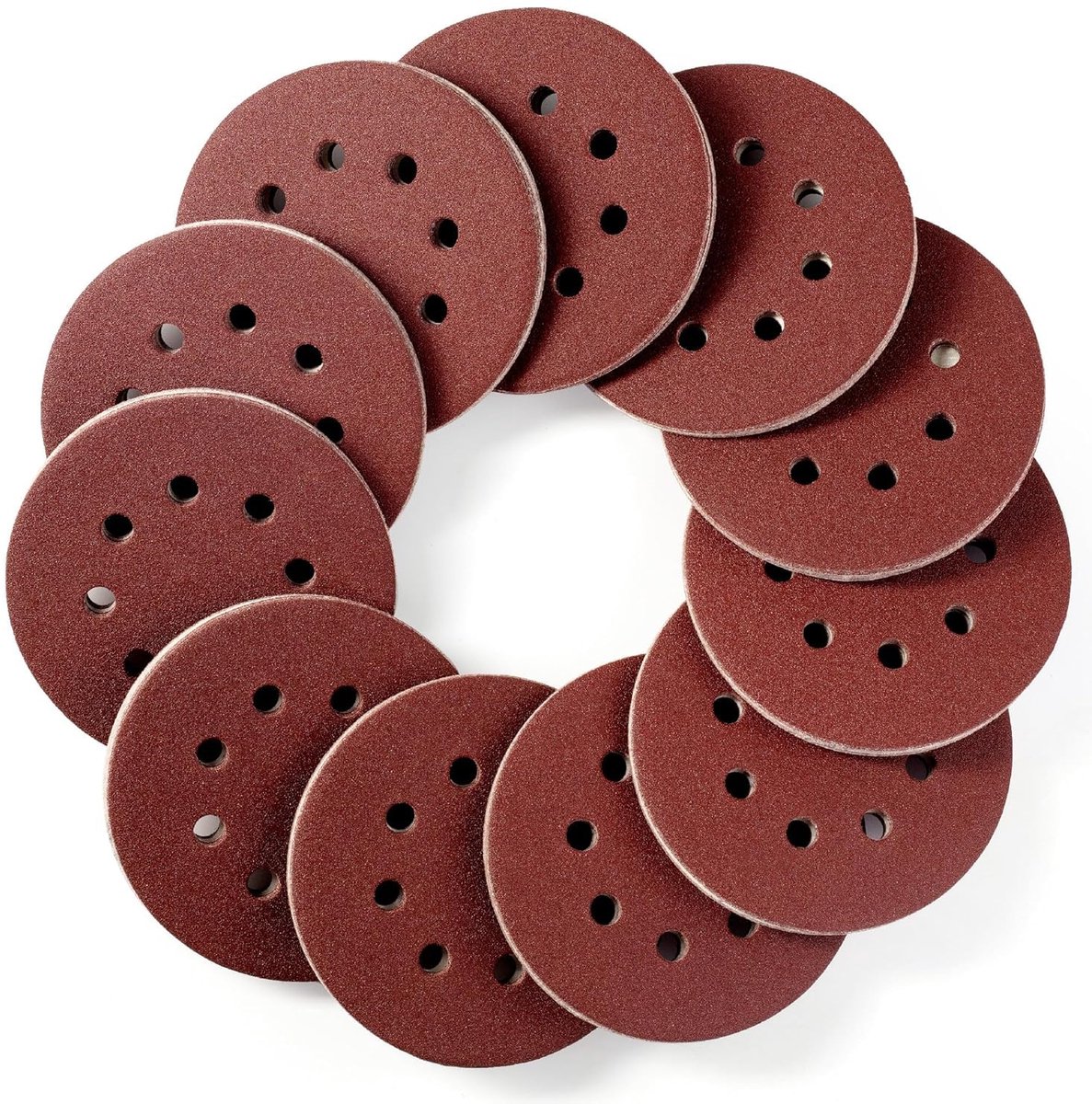 SnelShoppen - 110 Stuks Ronde Schuurpapier 125mm P120 - Perfect voor Houtbewerking, Schuren en Afwerken - Hoogwaardige Kwaliteit, Ideaal Voor Klussen