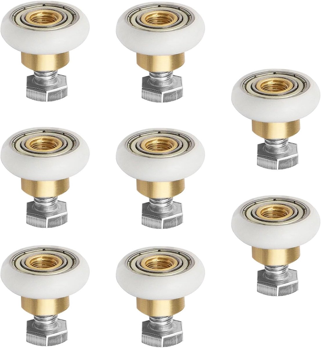 SnelShoppen - 8 Stuks Douchedeur Nylon Rollen Vervangingsset met Schroeven, Glazen Deurschuifpulley voor Badkamer en Massagekamers 20mm