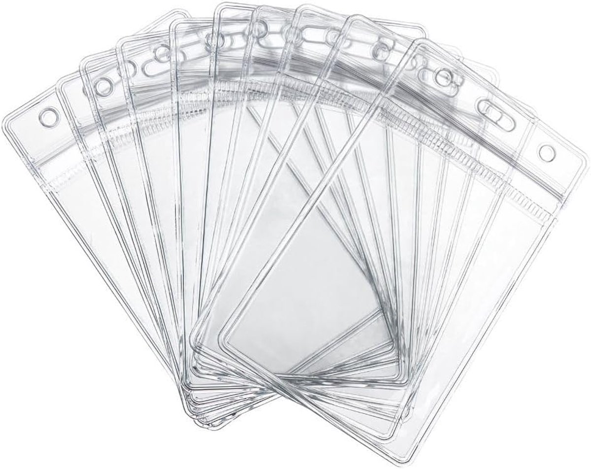 SnelShoppen - 50 Stuks Transparante PVC Verticale Plastic Kaart Houder ID Kaart Houder (63 x 92mm) - Duurzaam, Perfecte Pasvorm voor Standaard Kaarten