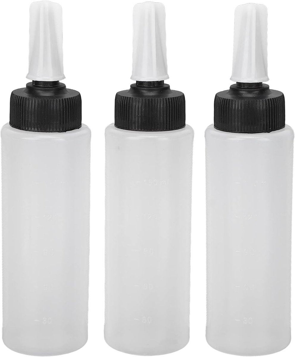 SnelShoppen - 3 Stuks Haarverf Shampoo Applicator Fles Refillbare Haar Salon Knijpfles met Deksel - Perfect voor Thuis en Salon Gebruik