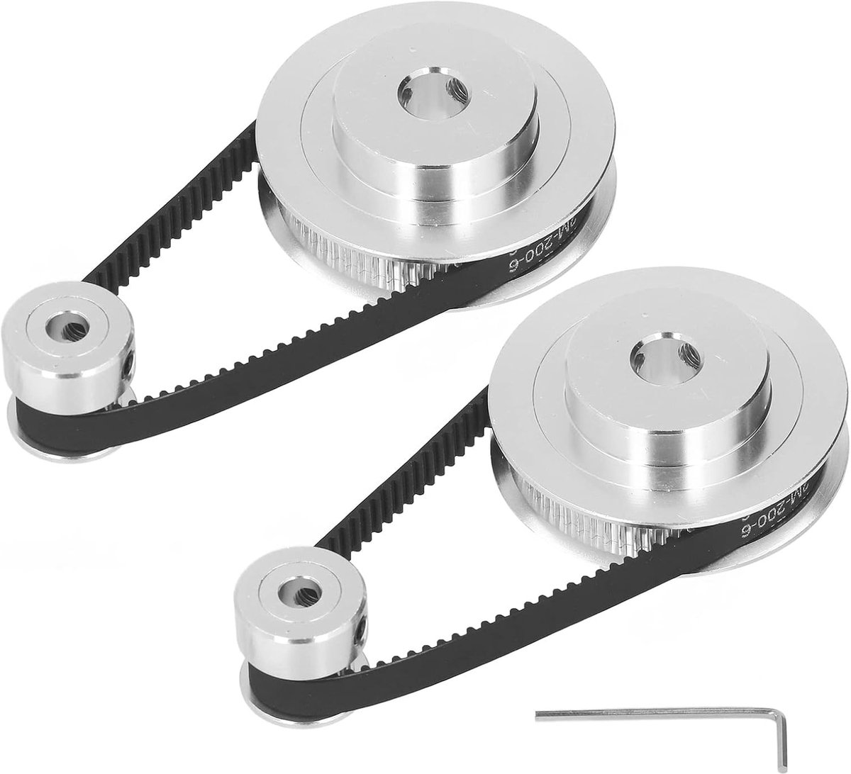 SnelShoppen - 2 Pack Synchronisatie Wielen - 20T 60T Elastische Gesloten Timingriem, Aluminium Timingriem Schijf, 200mm Lengte, 6mm Breed