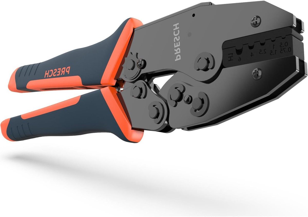 Krimptang Adereindhulzen - Pers tang - Kabelverbindingen Maken - Automatische Ratel - 05-60 mm² - Oranje Blauw