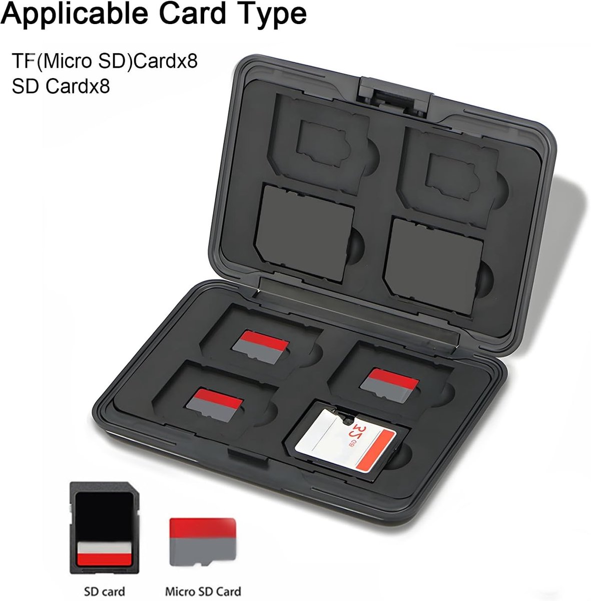 SnelShoppen - Waterdichte Beschermdoos voor 8 SD en 8 TF Geheugenkaarten, Draagbare Kaart Houder, Micro-SD, SDXC, SDHC, Blauw