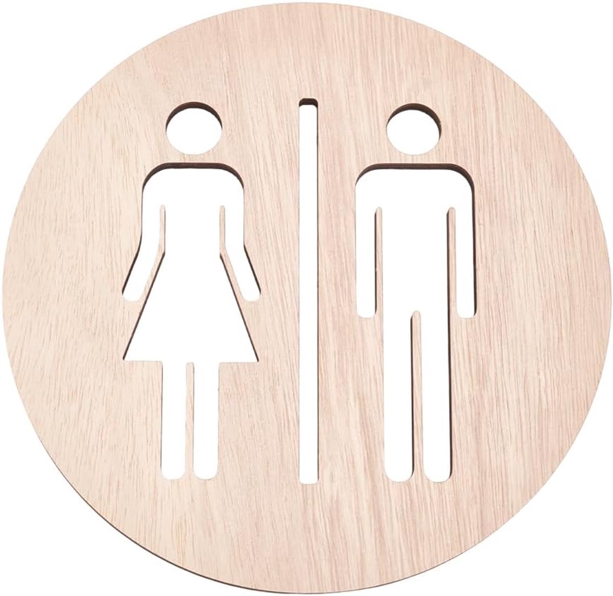 SnelShoppen - Houten Toiletbord voor Mannen en Vrouwen 200 mm - Minimalistisch Design - Unisex Toiletsignaal - Wanddecoratie voor Kantoor, Restaurant