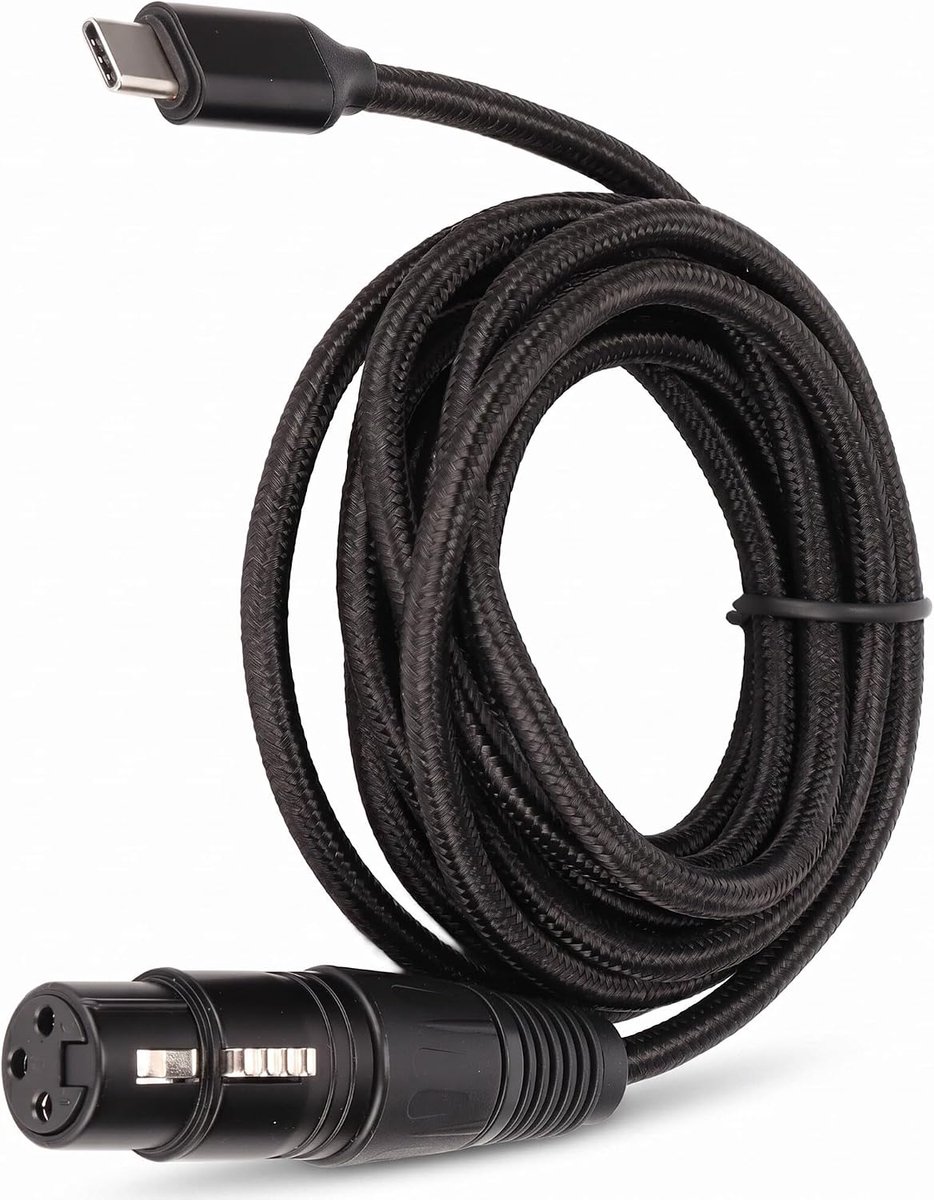 SnelShoppen - XLR naar USB-C Microfoon Adapter Kabel, Type-C naar Vrouwelijk Snoer voor Smartphones, Tablet en Laptop (2m) - Hoge Geluidskwaliteit, HI