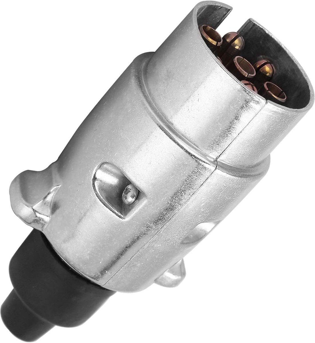 SnelShoppen - 7-Pins RV Stekker Aansluitkabel voor Trailers, Caravans, Vrachtwagens en Boten - Universele 12N Metalen Connector Plug 12V - Rubber Besc
