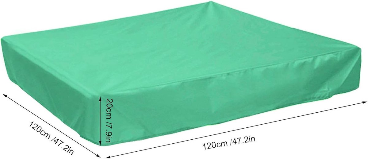 SnelShoppen - Poolafdekking met Trekkoord, Scheurbestendige Cover voor Vierkante Zwembaden en Sandbakken, Groen, 120 x 120 x 20 cm, Ideaal voor Tuin e