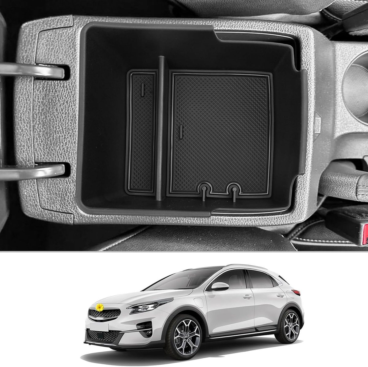 SnelShoppen - Centrale Console Organizer Opbergdoos voor Kia Ceed SW Proceed GT 2018-2025, XCeed GT - Zwart, Hoogwaardige ABS Kunststof, Optimaliseer