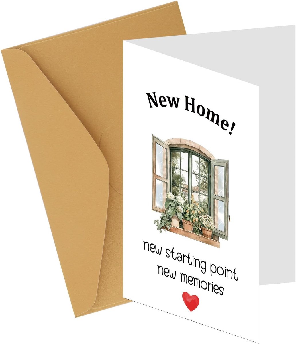 SnelShoppen - Nieuwe Woning Kaart 20.5x13.5cm, Leuke Housewarming Groetkaart met Envelop, Felicitaties voor je Nieuwe Thuis met Oprechte Zegeningen vo