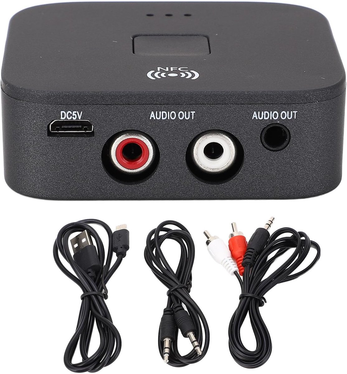 SnelShoppen - B11 Bluetooth 5.0 Ontvanger met NFC, 3.5Mm AUX Draadloze Audio Adapter voor Muziekstreaming op Auto, TV, Computer en Speakers