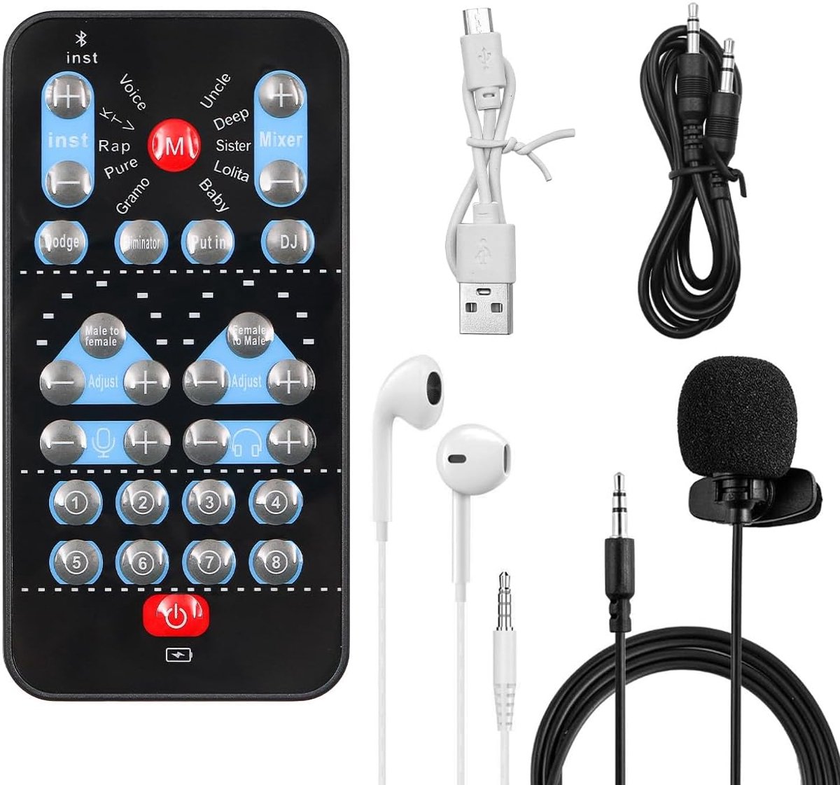 SnelShoppen - Draagbare Geluidskaart Stemverander Microfoon met 8 Vaste Geluidseffecten voor Mobiele Telefoon en Computer, Perfect voor Feestjes en Ki