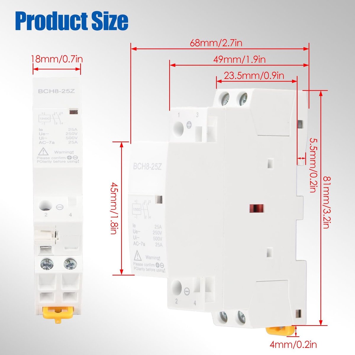 Modulaire contactor 25A - DIN rail montage - DC 12V/24V spoelspanning - Geluidloze werking - ShopVlot
